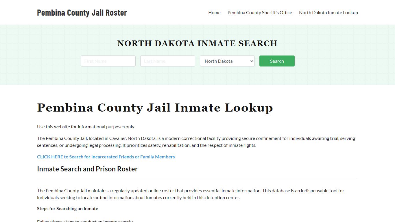 Pembina County Jail Roster Lookup, ND, Inmate Search