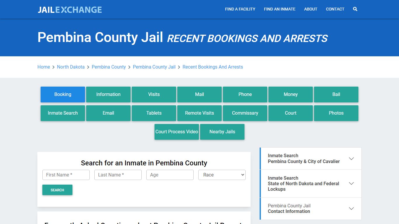 Pembina County Jail Recent Bookings And Arrests - Jail Exchange