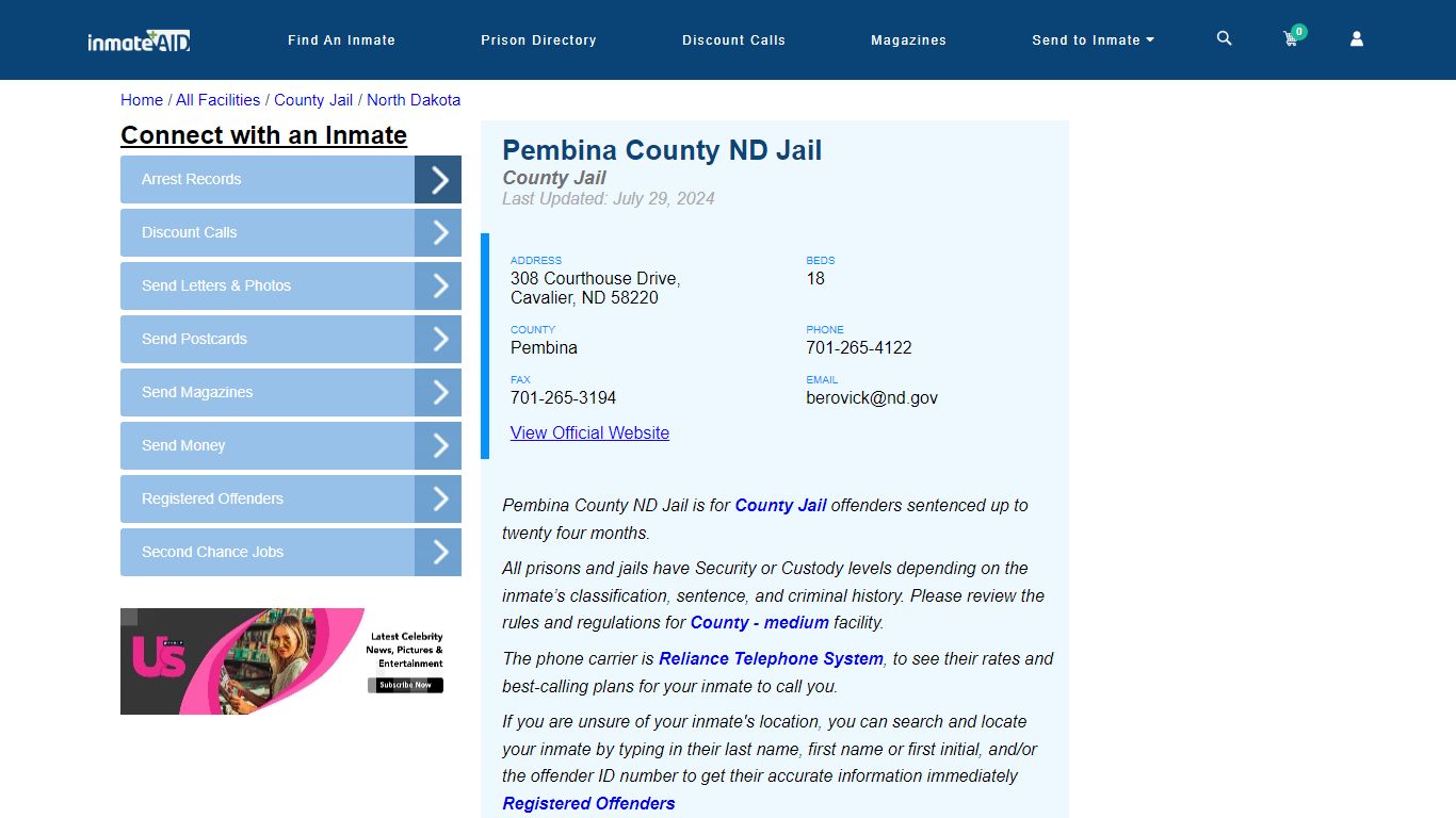 Pembina County ND Jail - Inmate Locator